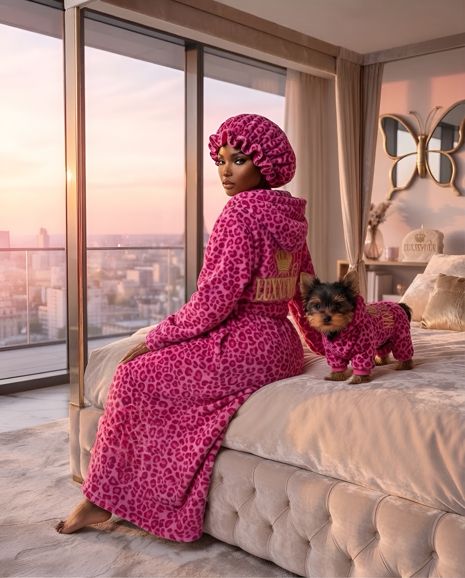 Luxury Leopard Pink High Vibrational Robes detail 1