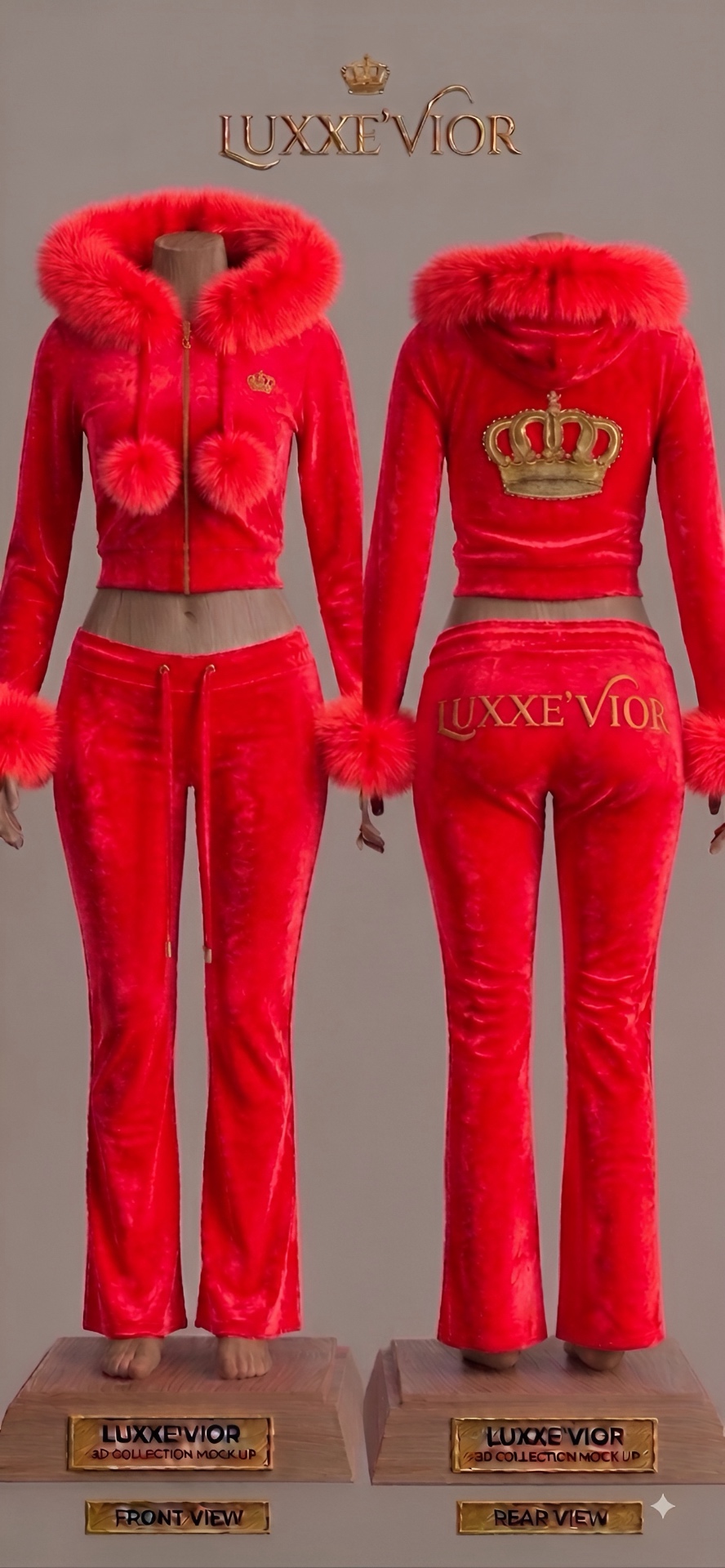 Scarlet Obsession velour tracksuit set