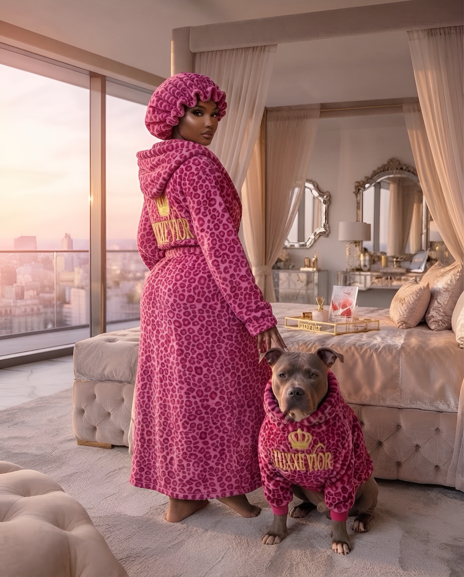 Luxury Leopard Pink High Vibrational Robes detail 2